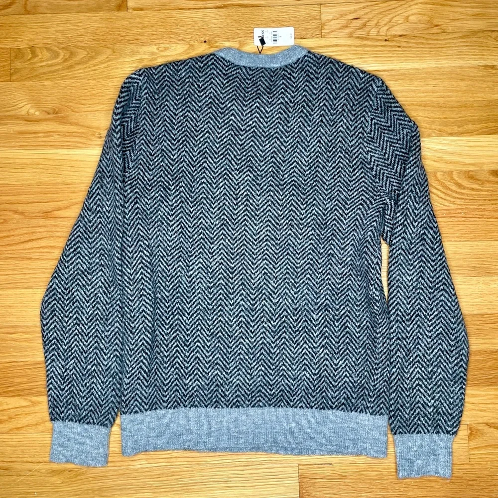 Express Heathered Gray Crewneck Sweater with Herringbone Pattern NWT - Small - Picture 6 of 6